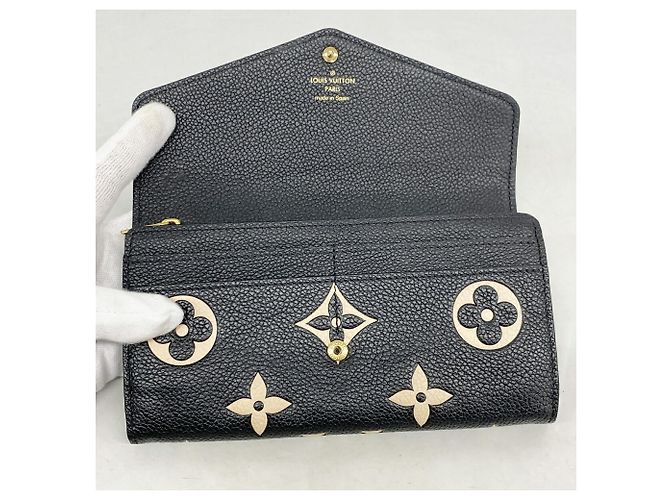 Sarah Louis Vuitton Monogram Empreinte Bicolor Long Wallet Black Beige - view 8