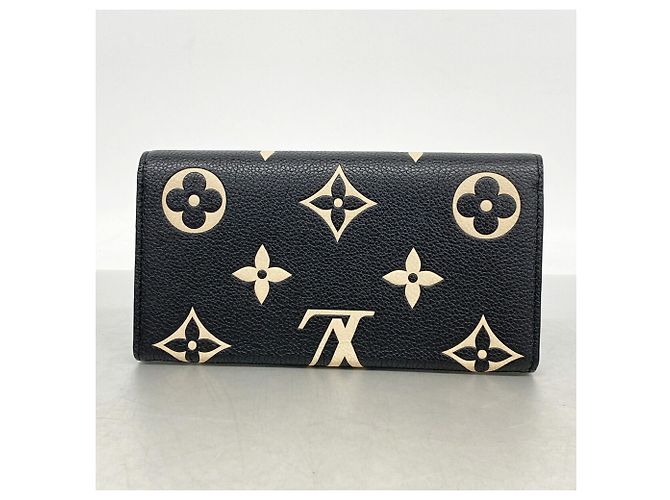 Sarah Louis Vuitton Monogram Empreinte Bicolor Long Wallet Black Beige - view 9