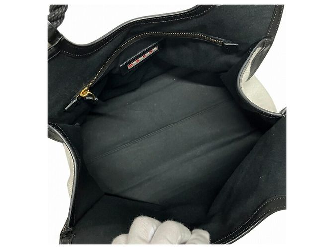 Bolso Tote Marni Marcel Canvas Negro Blanco - vista 8