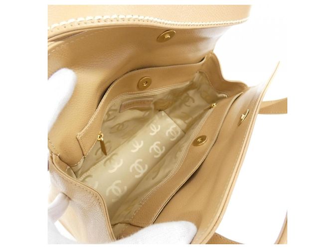 Borsa Chanel 25661 beige in pelle di vitello - vista 7