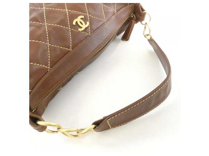 Bolsa de Ombro Chanel Wild Stitch Line Marrom - vista 6