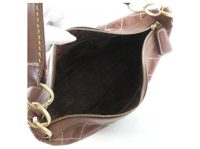 Bolsa de Ombro Chanel Wild Stitch Line Marrom - vista 8