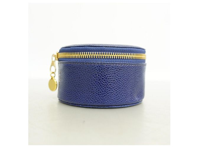 Custodia Chanel in pelle caviar blu navy - vista 2