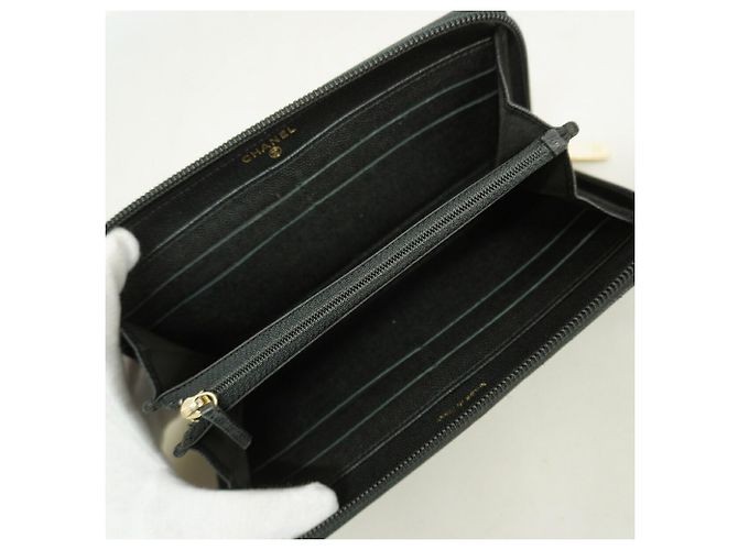 Cartera larga Chanel de piel de becerro granulada negra Negro - vista 3