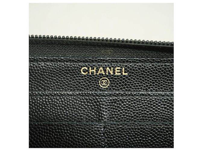 Cartera larga Chanel de piel de becerro granulada negra Negro - vista 4