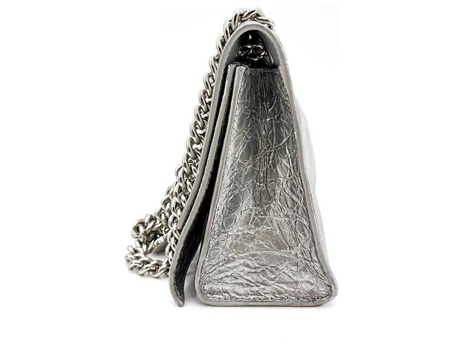 Balenciaga Crush Charm Chain Flap Leather Small Argento - vista 3