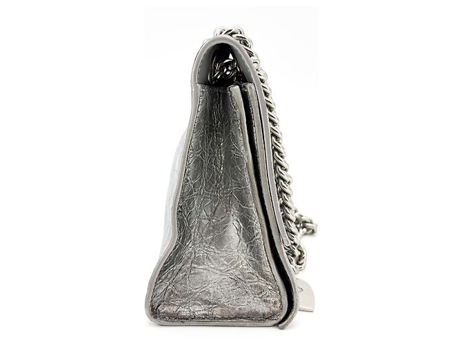 Balenciaga Crush Charm Chain Flap Leather Small Argento - vista 4