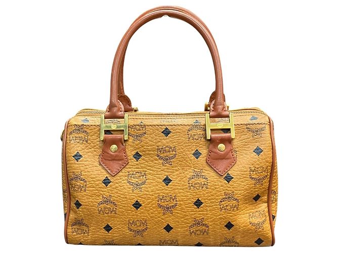 Borsa a mano Mini Boston MCM Visetos Monogram Marrone - vista 2