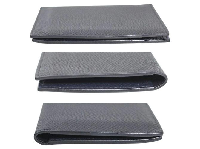 Hermès Tarjetero Hermes de piel Epsom Negro Azul - vista 3