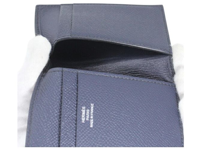 Hermès Tarjetero Hermes de piel Epsom Negro Azul - vista 9