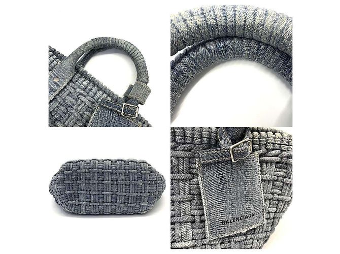 Borsa a tracolla Balenciaga Bistro Tote XS in denim - vista 4