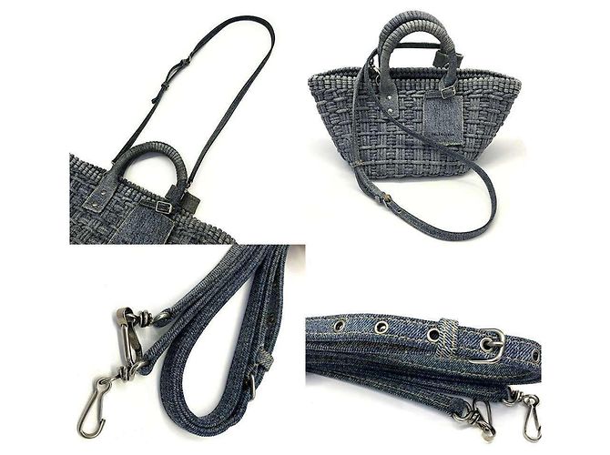 Borsa a tracolla Balenciaga Bistro Tote XS in denim - vista 6