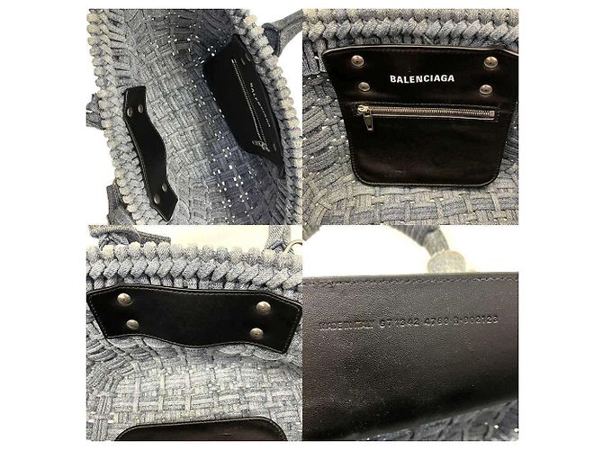 Borsa a tracolla Balenciaga Bistro Tote XS in denim - vista 7