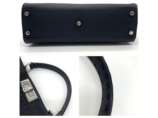 Sac à main et épaule Fendi Peekaboo Selleria Medium Noir - vue 4