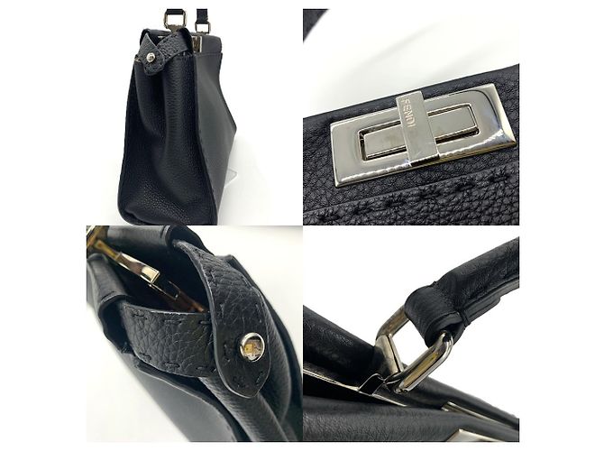 Sac à main et épaule Fendi Peekaboo Selleria Medium Noir - vue 5