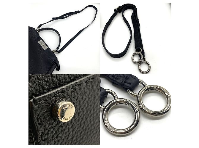 Sac à main et épaule Fendi Peekaboo Selleria Medium Noir - vue 6