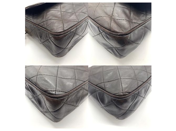 Timeless Borsa a tracolla con catena Chanel Matelassé in pelle d'agnello Marrone scuro - vista 3