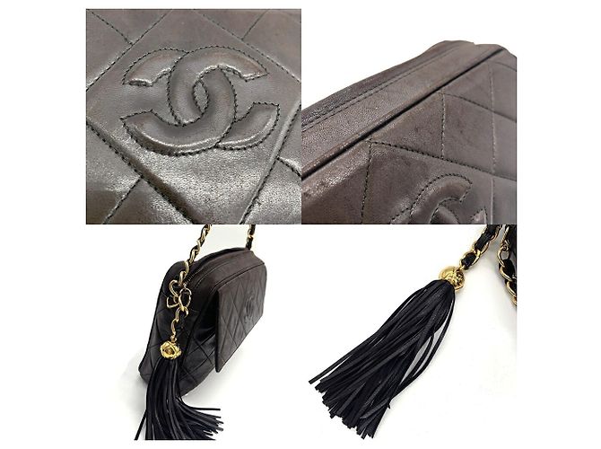Timeless Borsa a tracolla con catena Chanel Matelassé in pelle d'agnello Marrone scuro - vista 5
