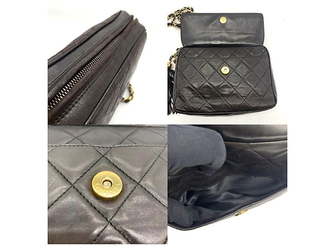 Timeless Borsa a tracolla con catena Chanel Matelassé in pelle d'agnello Marrone scuro - vista 6