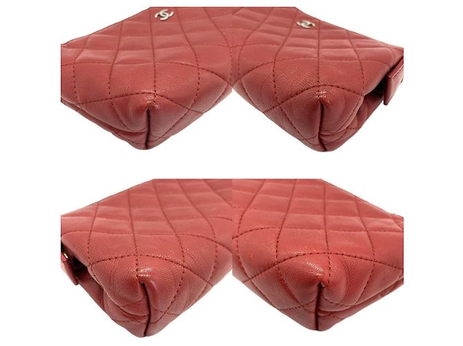 Pouch Chanel Matelassé in pelle di agnello Rosso - vista 3