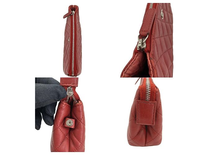Pouch Chanel Matelassé in pelle di agnello Rosso - vista 5