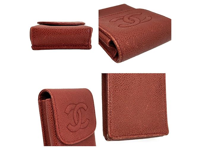 Chanel Red Grained Calfskin Cigarette Case - view 3