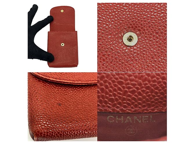 Chanel Red Grained Calfskin Cigarette Case - view 4