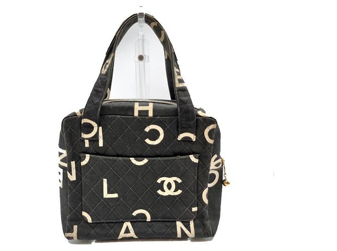 Mini borsa tote Chanel Nero Bianco - vista 2
