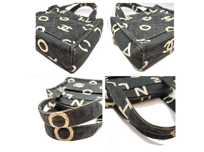 Mini borsa tote Chanel Nero Bianco - vista 4