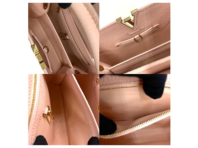 Borsa Louis Vuitton Capucines BB in rosa e bianco - vista 7