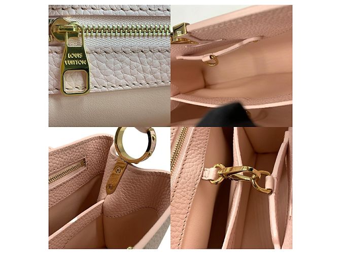 Borsa Louis Vuitton Capucines BB in rosa e bianco - vista 8