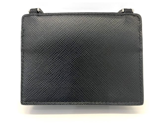 Portacarte in pelle Saffiano Prada con tracolla Nero - vista 2