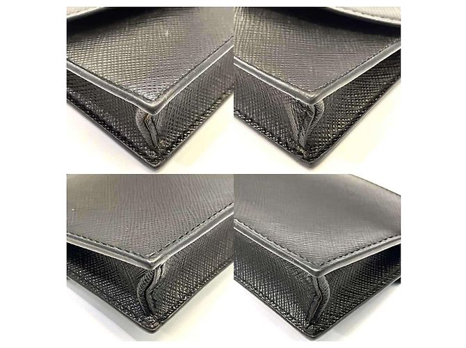 Portacarte in pelle Saffiano Prada con tracolla Nero - vista 4