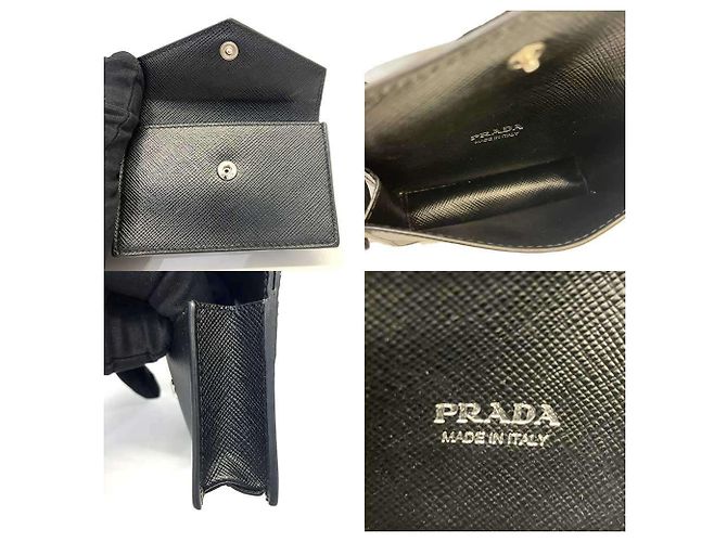 Portacarte in pelle Saffiano Prada con tracolla Nero - vista 6