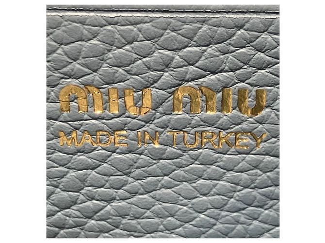 Monedero Miu Miu de piel, Light Blue Gray Azul claro - vista 3