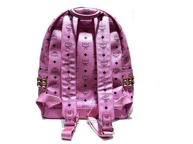 MCM Visetos Studded Backpack in Pink Leather - view 2