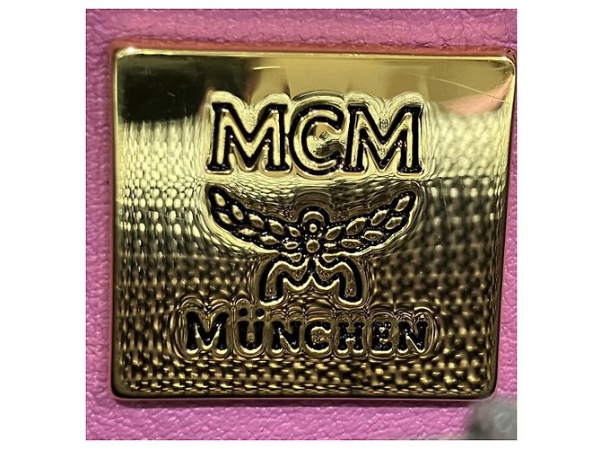 MCM Visetos Studded Backpack in Pink Leather - view 4
