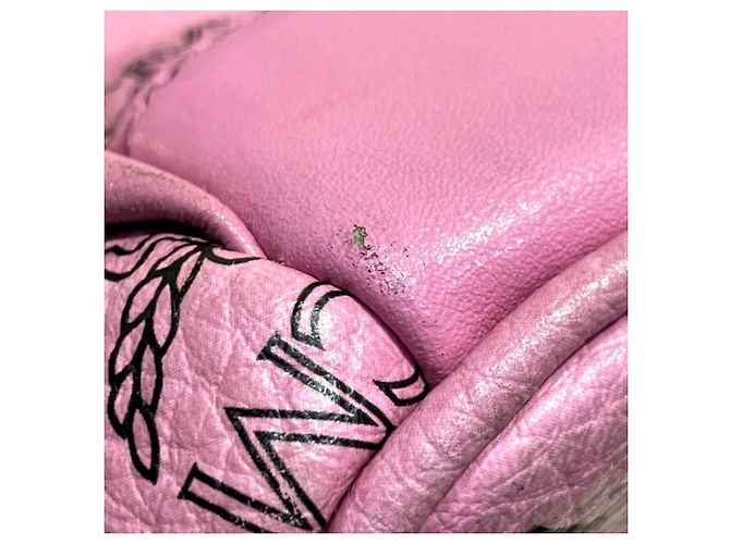 MCM Visetos Studded Backpack in Pink Leather - view 9