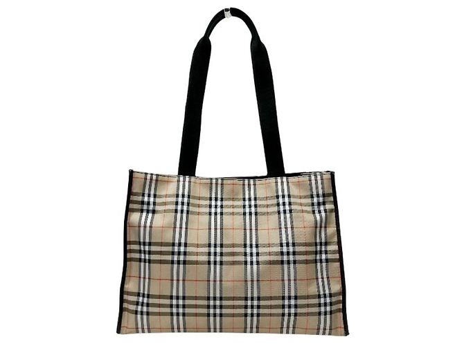 Bolso Tote Burberry Nova Check Negro Beige - vista 2