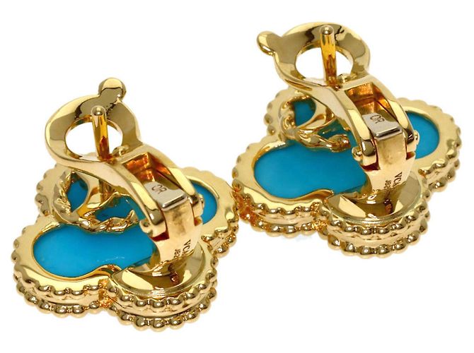 Orecchini Van Cleef & Arpels Vintage Alhambra Turquoise - vista 2