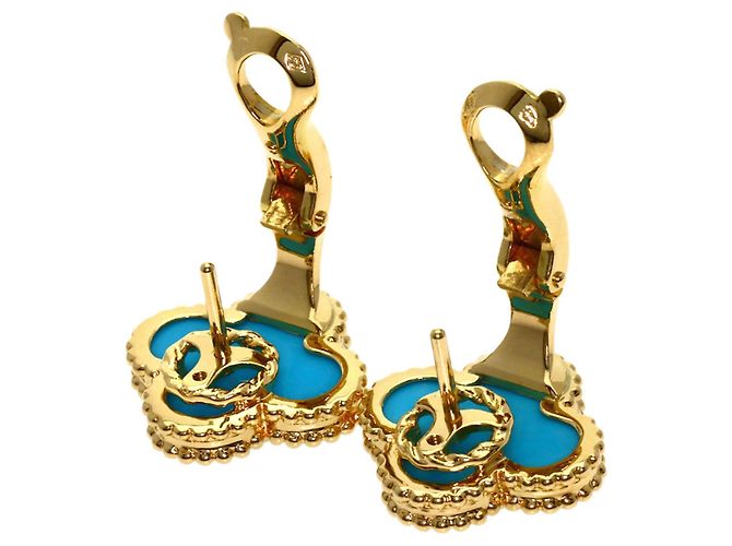 Orecchini Van Cleef & Arpels Vintage Alhambra Turquoise - vista 3