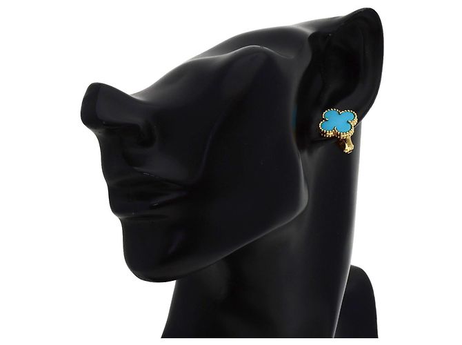 Orecchini Van Cleef & Arpels Vintage Alhambra Turquoise - vista 5