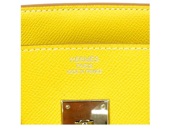 Hermès Borsa Hermes Birkin 35 Candy D'oro Grigio - vista 5