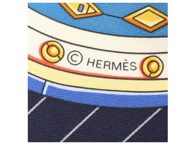 Hermès Foulard Hermes Carre 90 Tous en Selle Multicolore Blu navy - vista 2