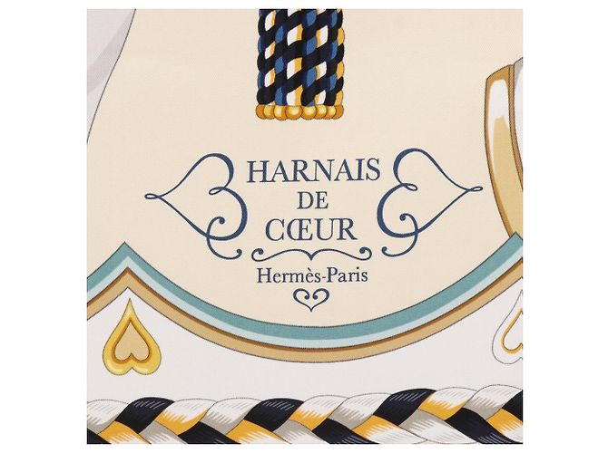Silk In Hermès Hermes Carre 90 HARNAIS DE COEUR Schal Mehrfarben Roh Marineblau - Ansicht 4