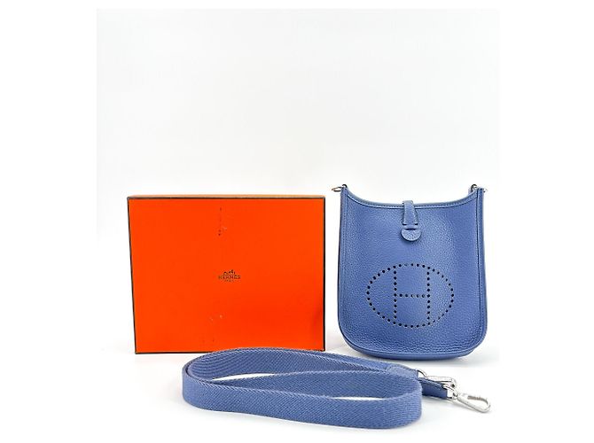 Hermès Borsa Hermes Evelyne Gen III Clemence TPM Blu - vista 7
