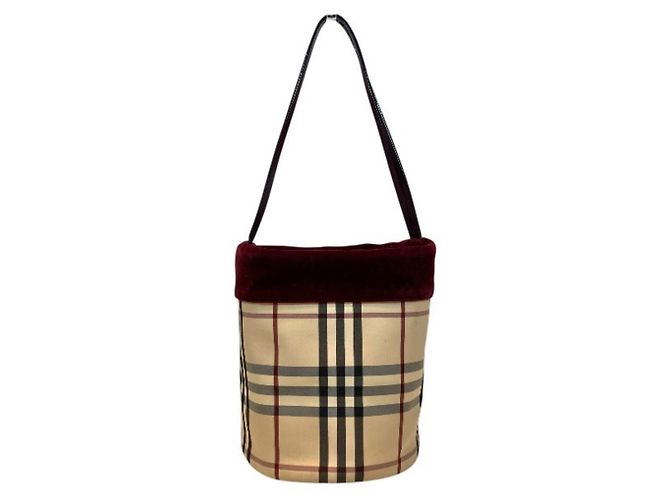 Bolso Burberry Nova Check Beige Burdeos - vista 2