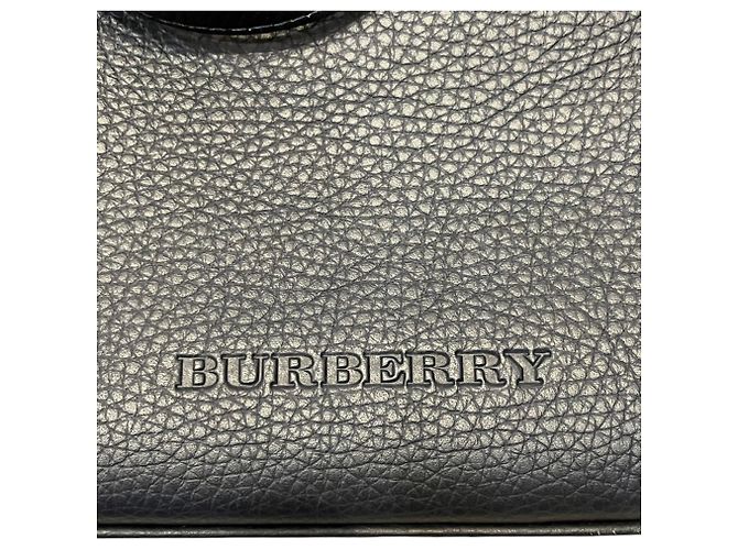 Burberry Leder-Tote-Bag Marineblau - Ansicht 8