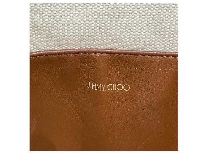 Borsa Tote Jimmy Choo in tela e pelle marrone - vista 4