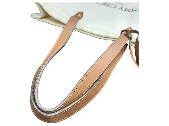 Borsa Tote Jimmy Choo in tela e pelle marrone - vista 6